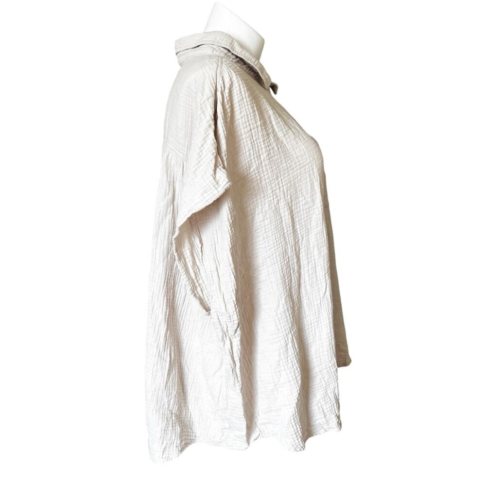 Torrid Cream Textured Cotton Button Front Blouse Pocket Size 5 - Picture 3 of 9